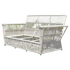Vintage Coastal Stick Rattan Sofa After Bielecky Brothers