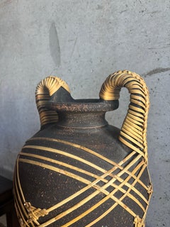 Vaso da terra vintage in gres e canna - Organico Moderno