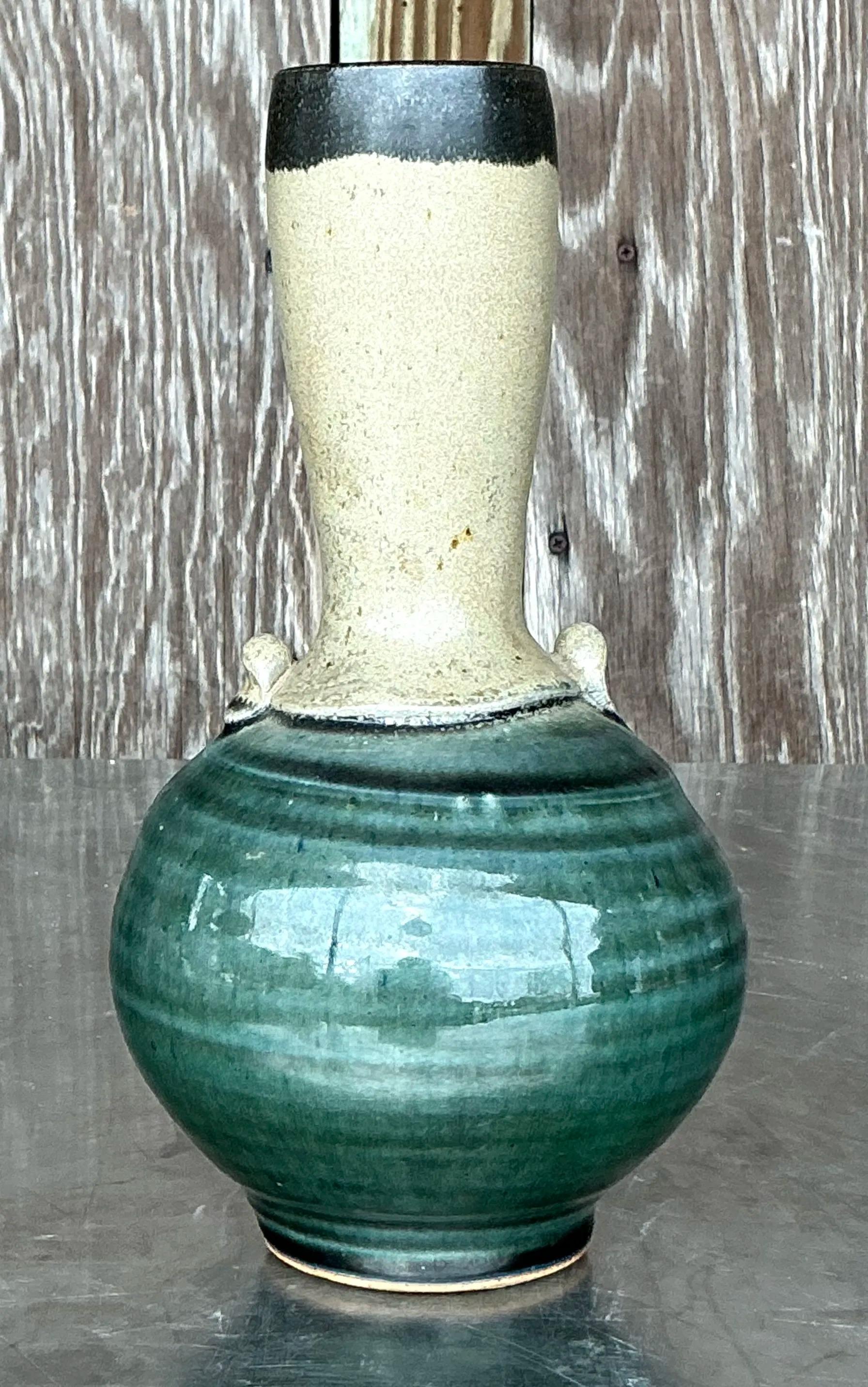 Americano Vaso a collo lungo d'epoca dello Studio Pottery di Coastal in vendita