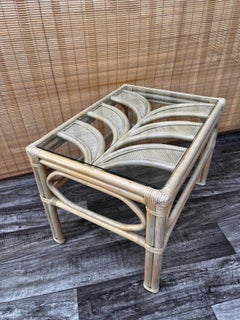 Vintage Coastal Style Pencil Reed Side Table