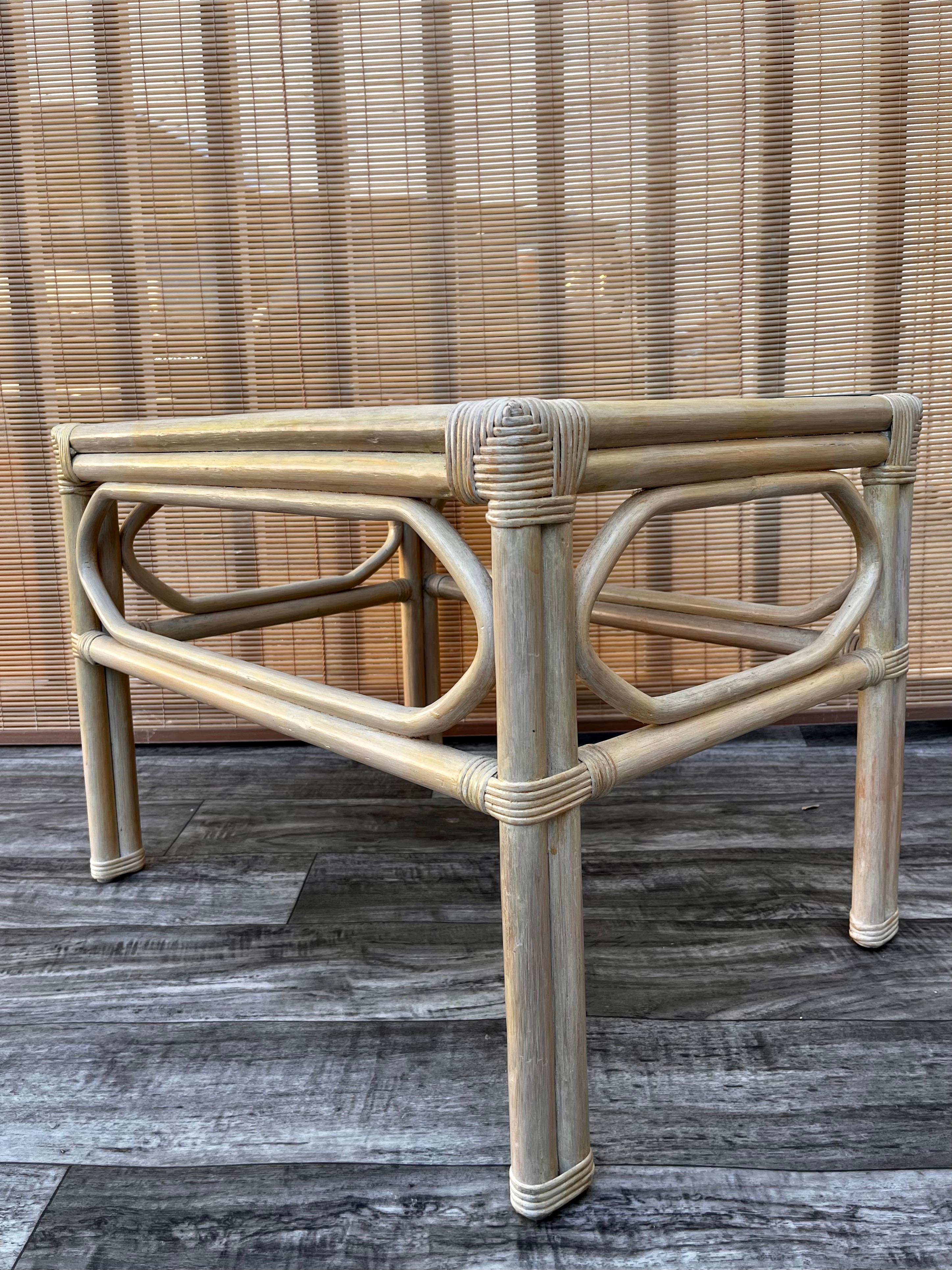 Vintage Coastal Style Pencil Reed Side Table  For Sale 1