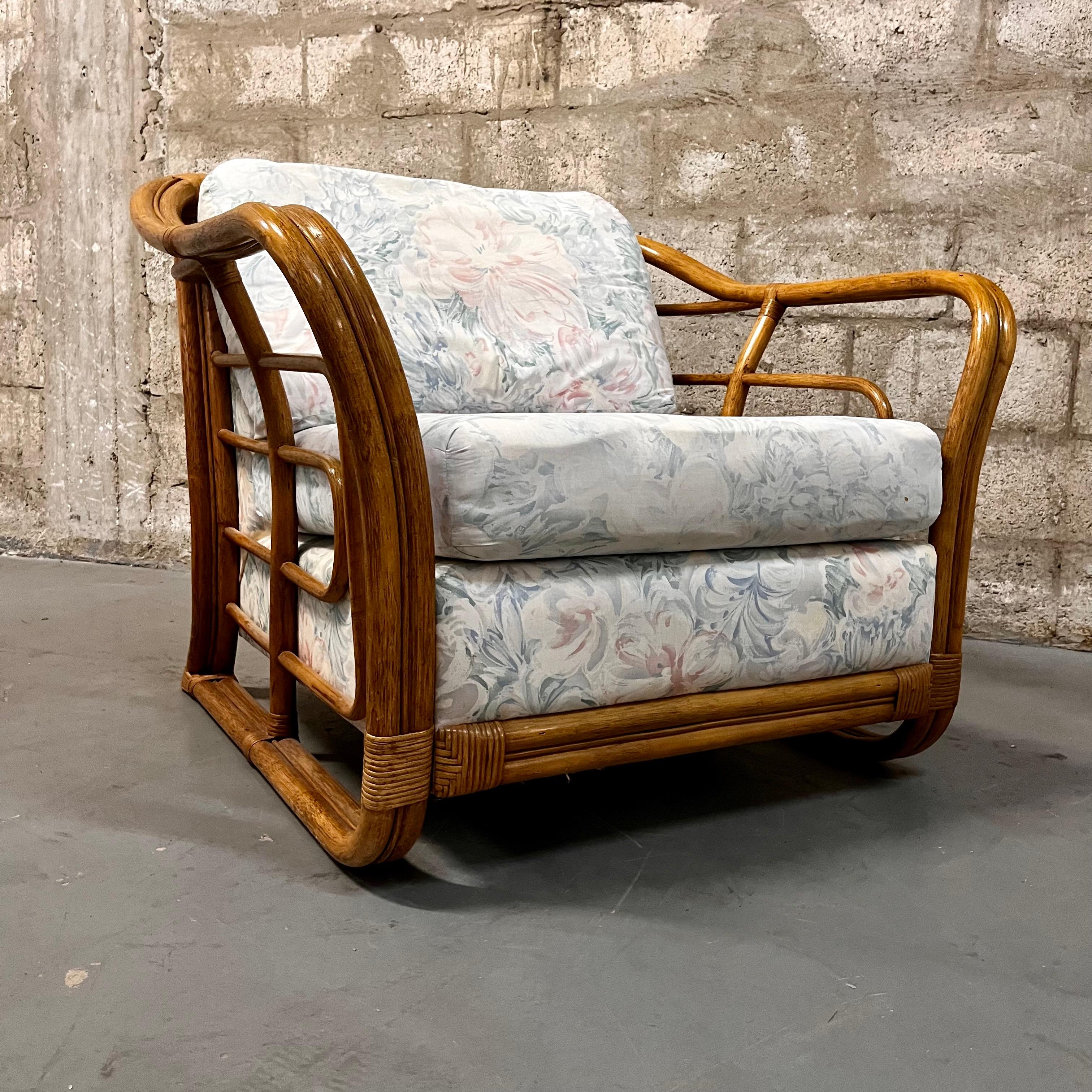 Vintage Coastal Style Rattan Club Chairs by Lane Ventura Furniture ...