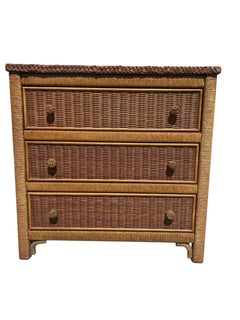Vintage Coastal Style Wicker Nightstand by Henry Link for Lexington Furniture