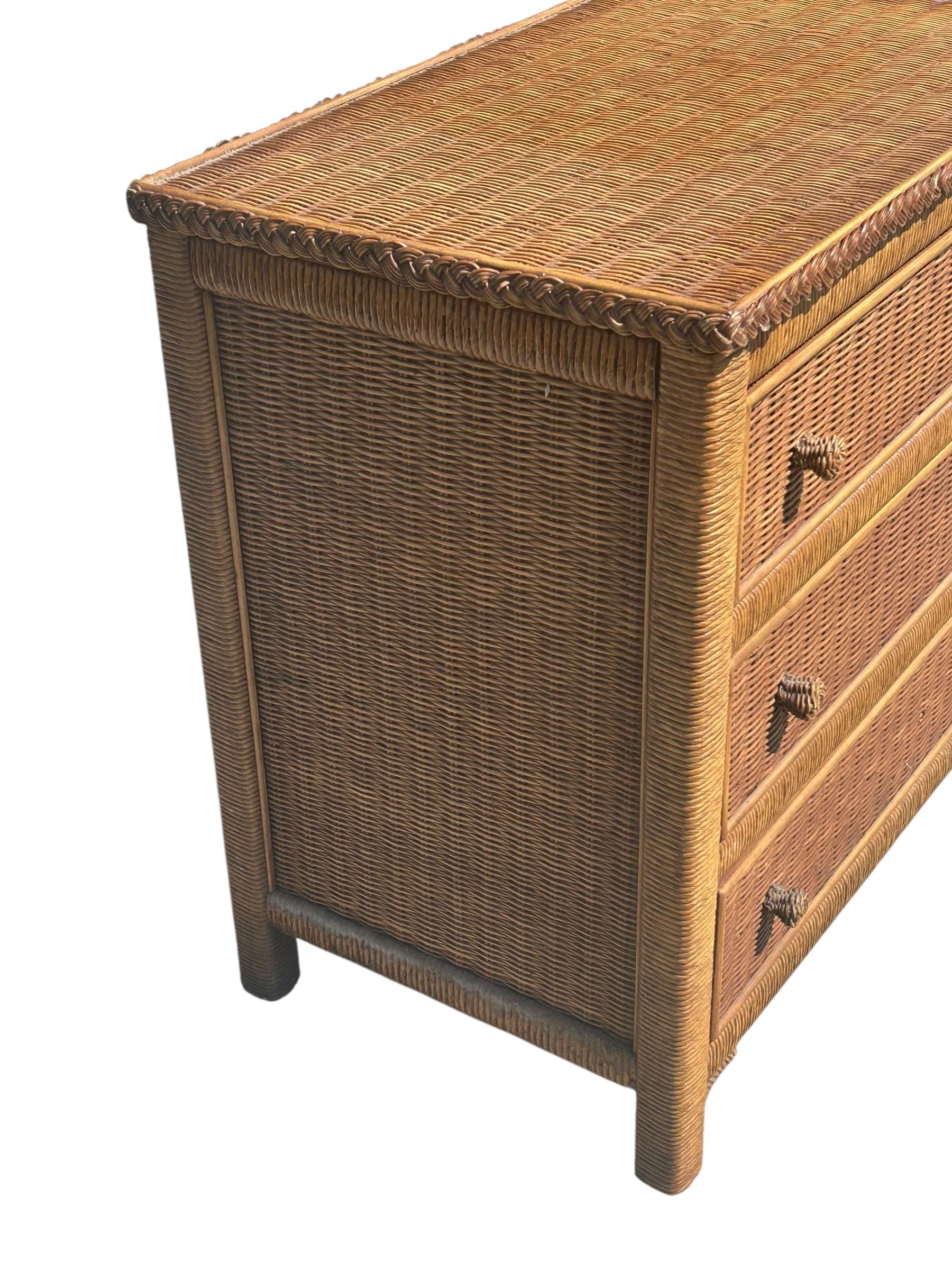 American Vintage Coastal Style Wicker Nightstand by Henry Link for Lexington Furniture For Sale