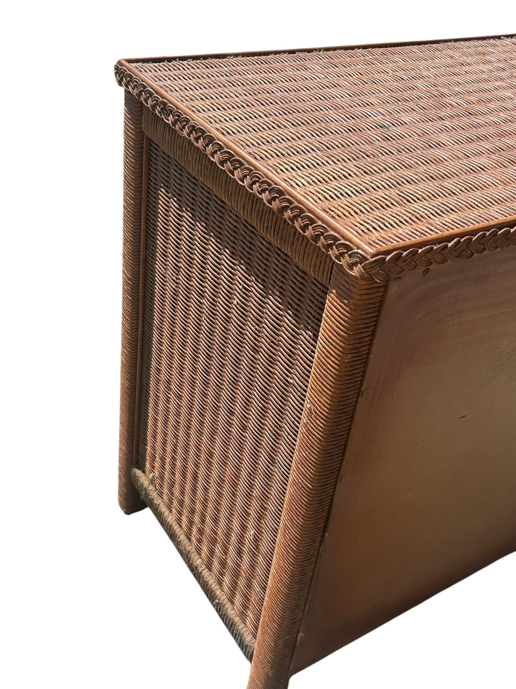 Vintage Coastal Style Wicker Nightstand by Henry Link for Lexington Furniture For Sale 1