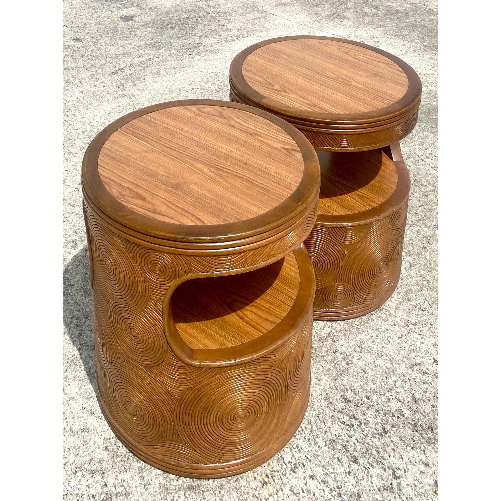 pair of braided swirl side tables