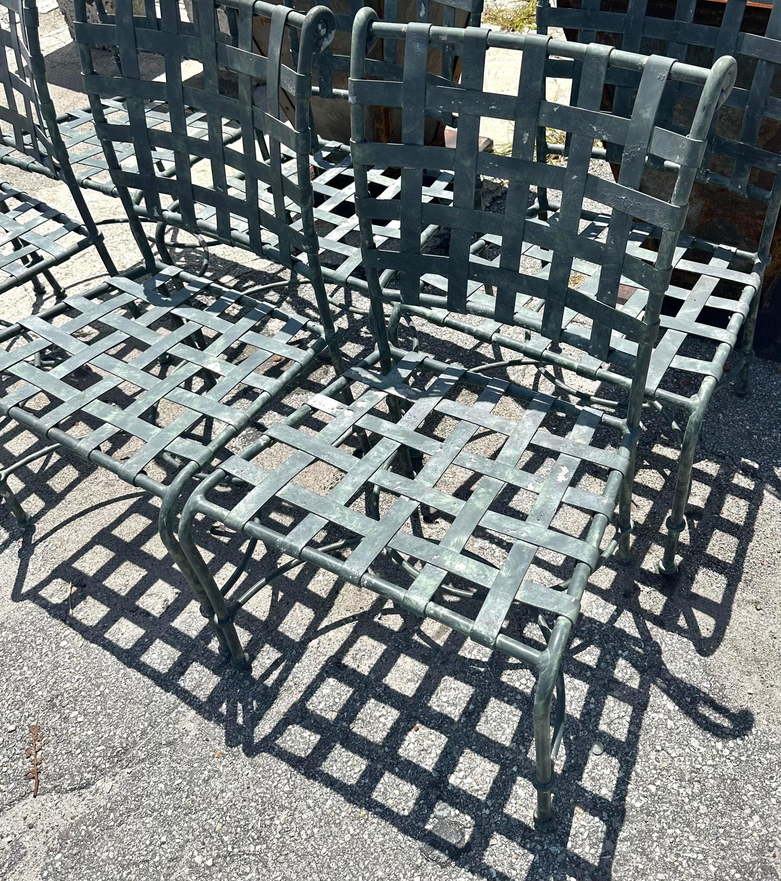 American Vintage Coastal Tagged Brown Jordan “Florentine” Cast Aluminum Dining Chairs