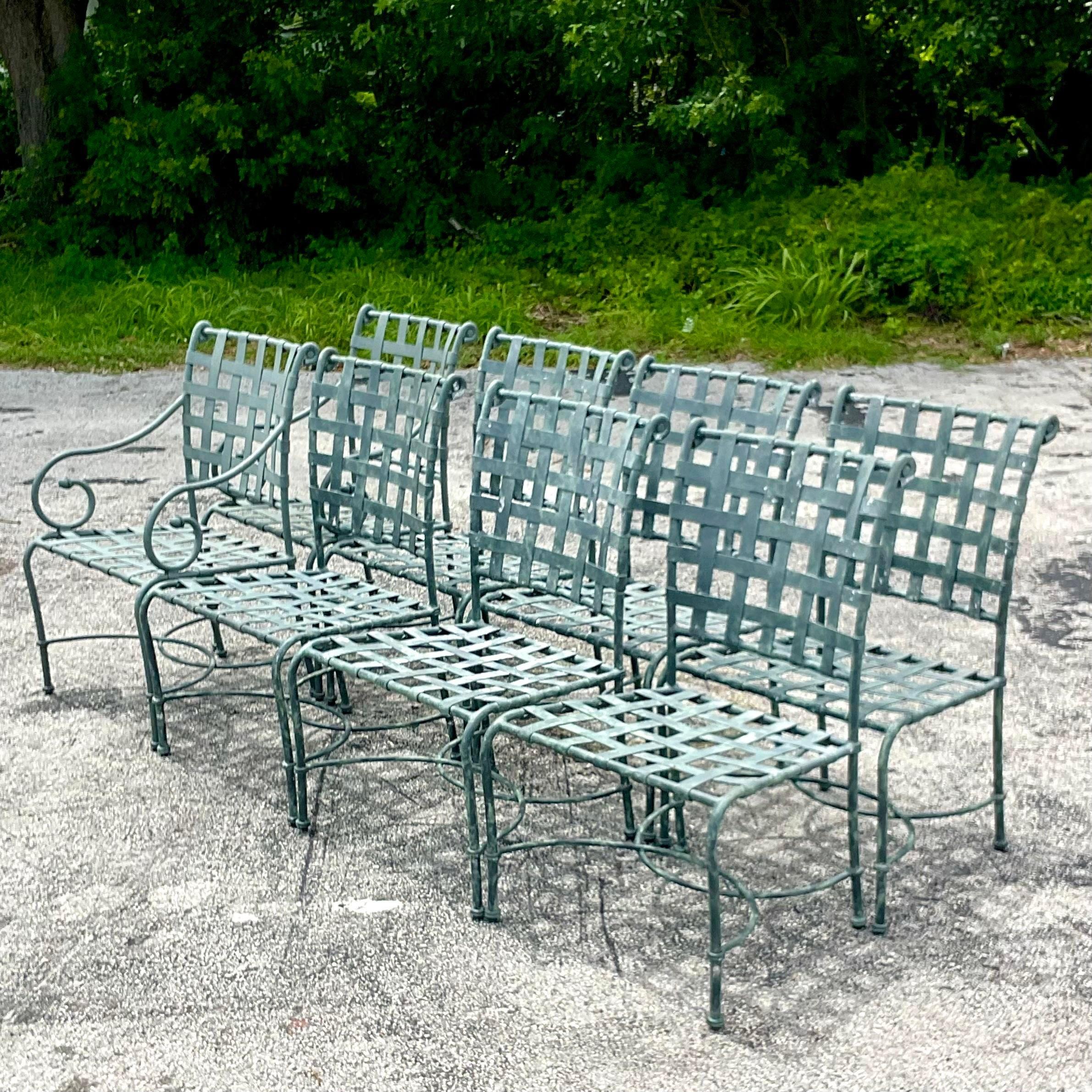 Vintage Coastal Tagged Brown Jordan “Florentine” Cast Aluminum Dining Chairs 4