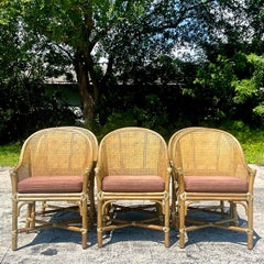 Vintage Coastal Tagged McGuire Cane Dining Chairs - Set of 6