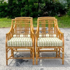 Vintage Coastal Tagged McGuire Dining Chairs - Set of 4