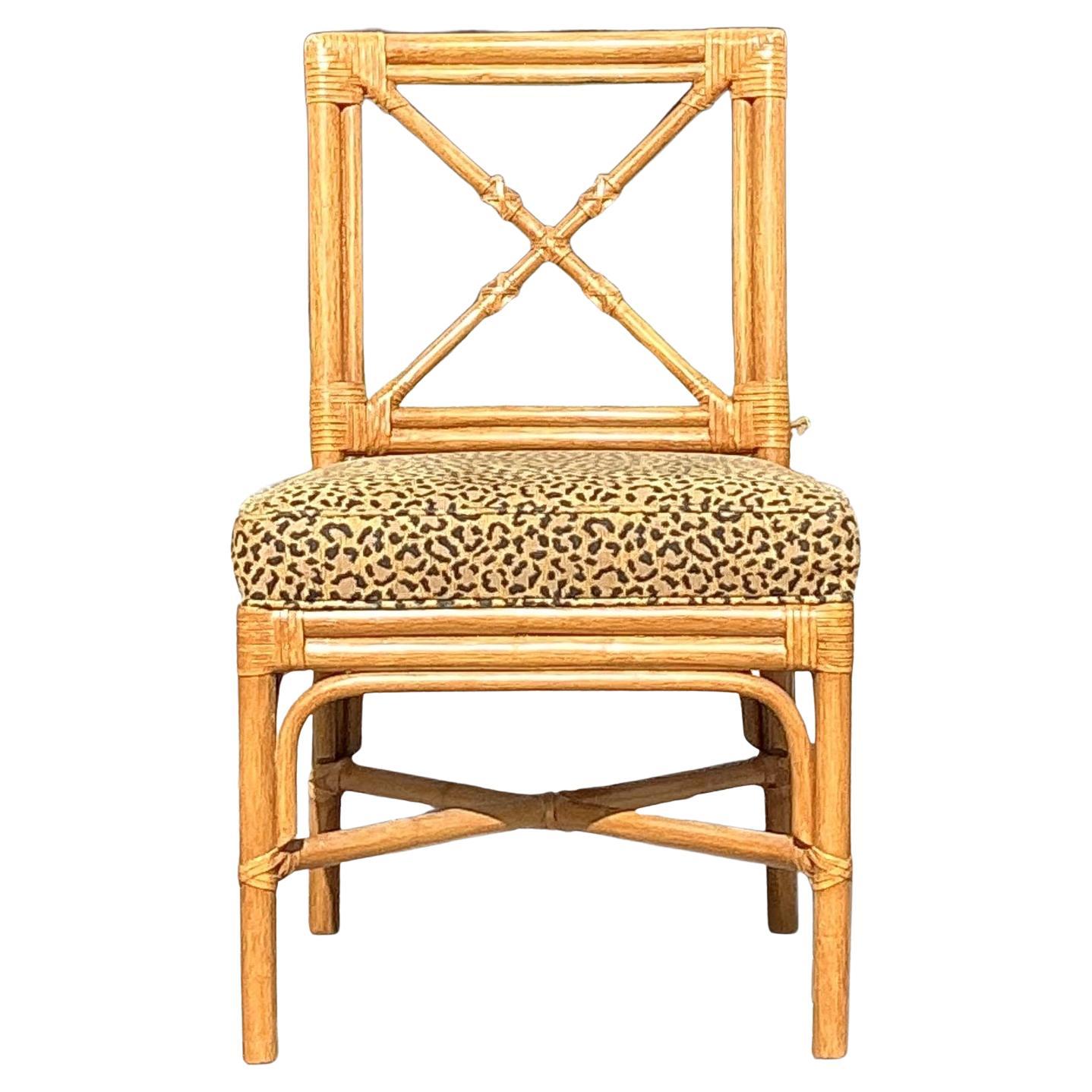 Vintage Coastal Target Back Rattan Chair
