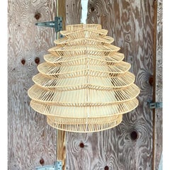 Vintage Coastal Terrace Rattan Pendant