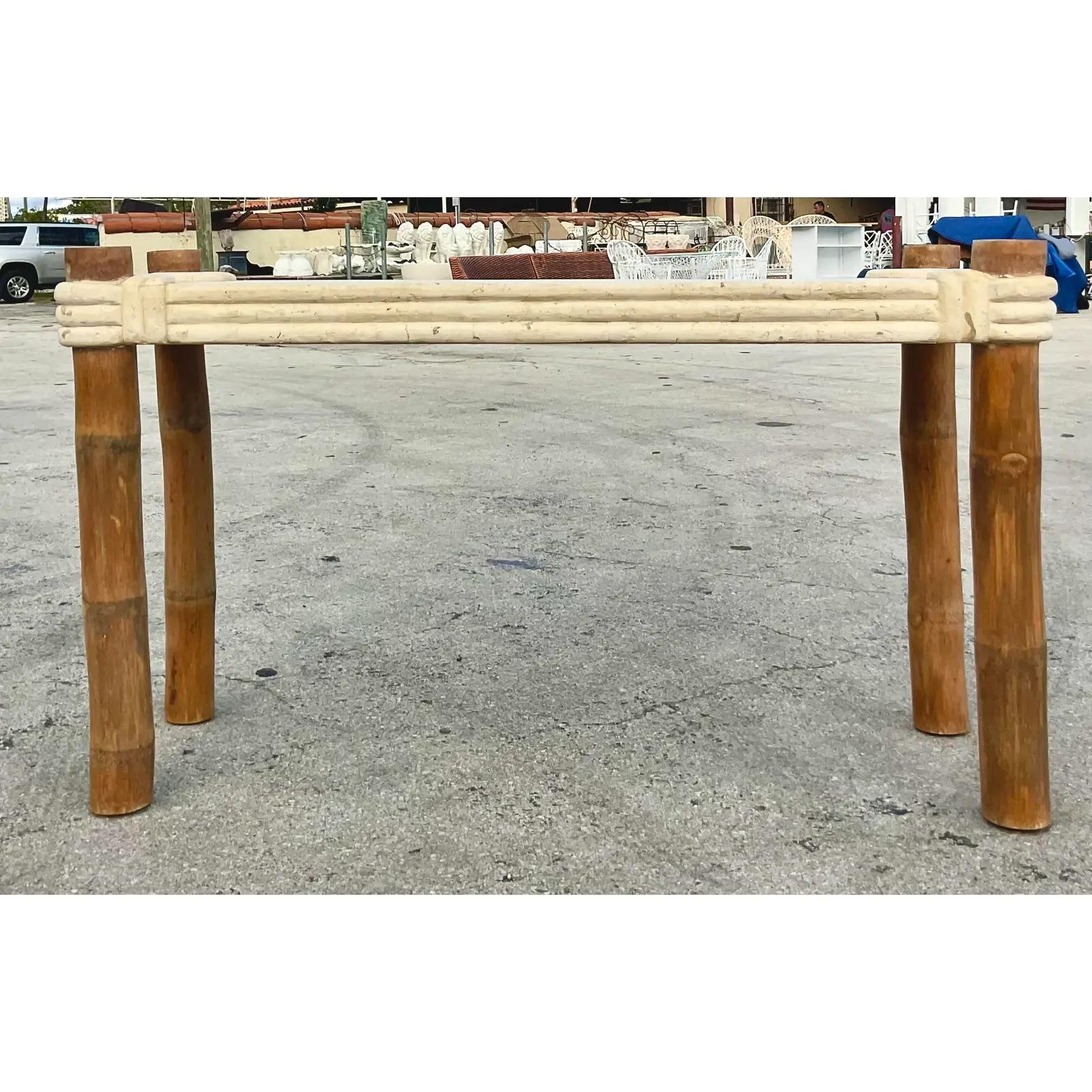Vintage Coastal Tessellated Stone Console Table 5