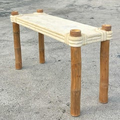 Table console vintage en pierre tessellée côte à côte