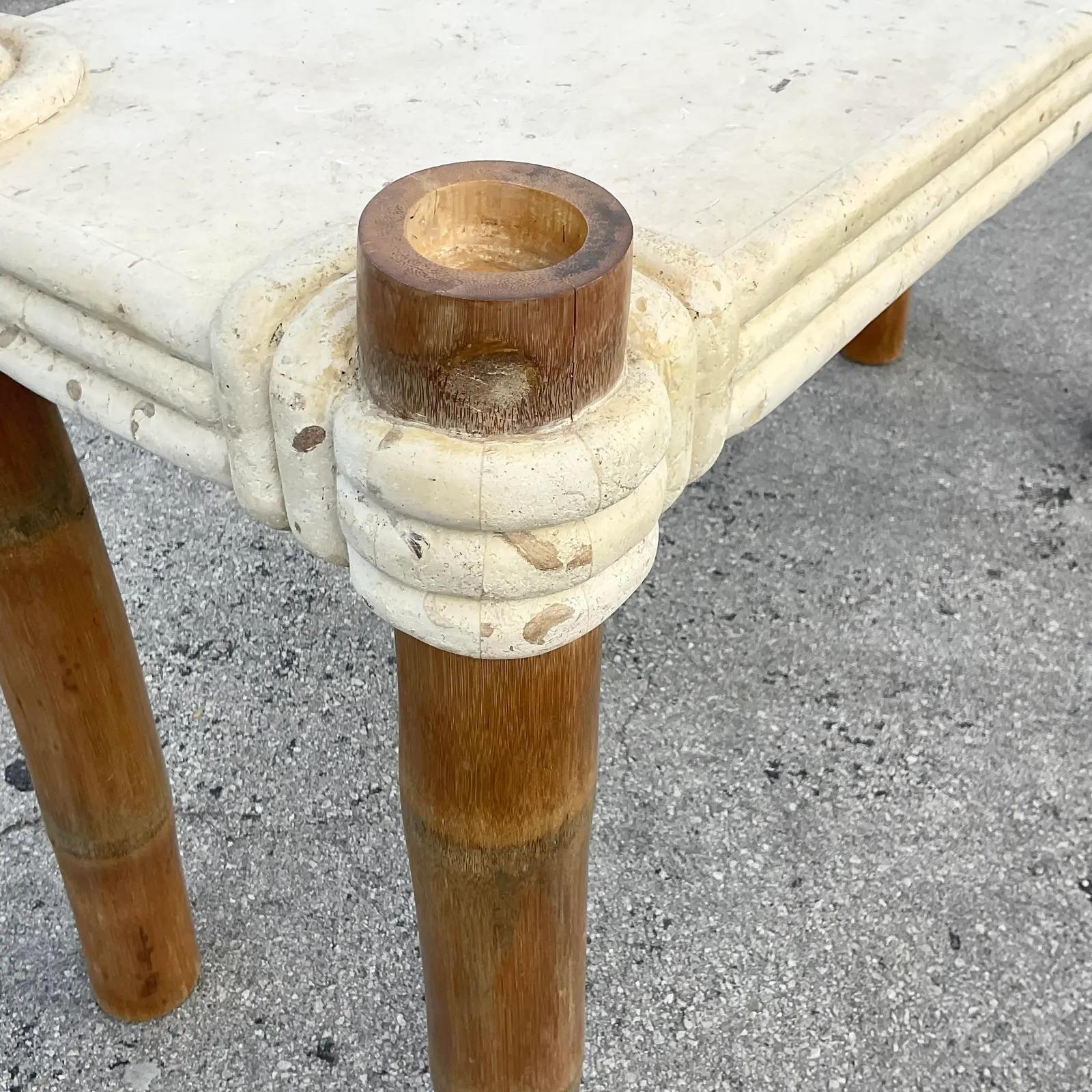 20th Century Vintage Coastal Tessellated Stone Console Table