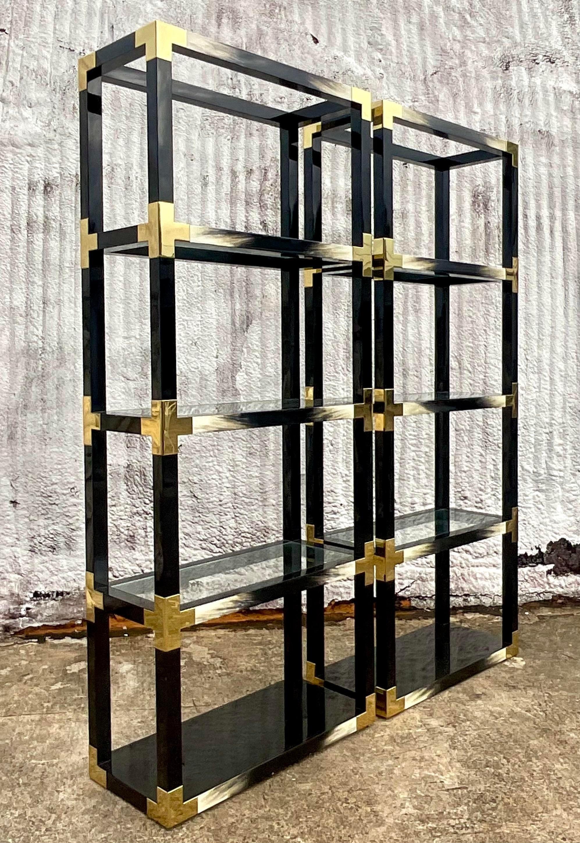 Vintage Coastal Theodore Alexander Faux Horn Etagere - a Pair For Sale 5