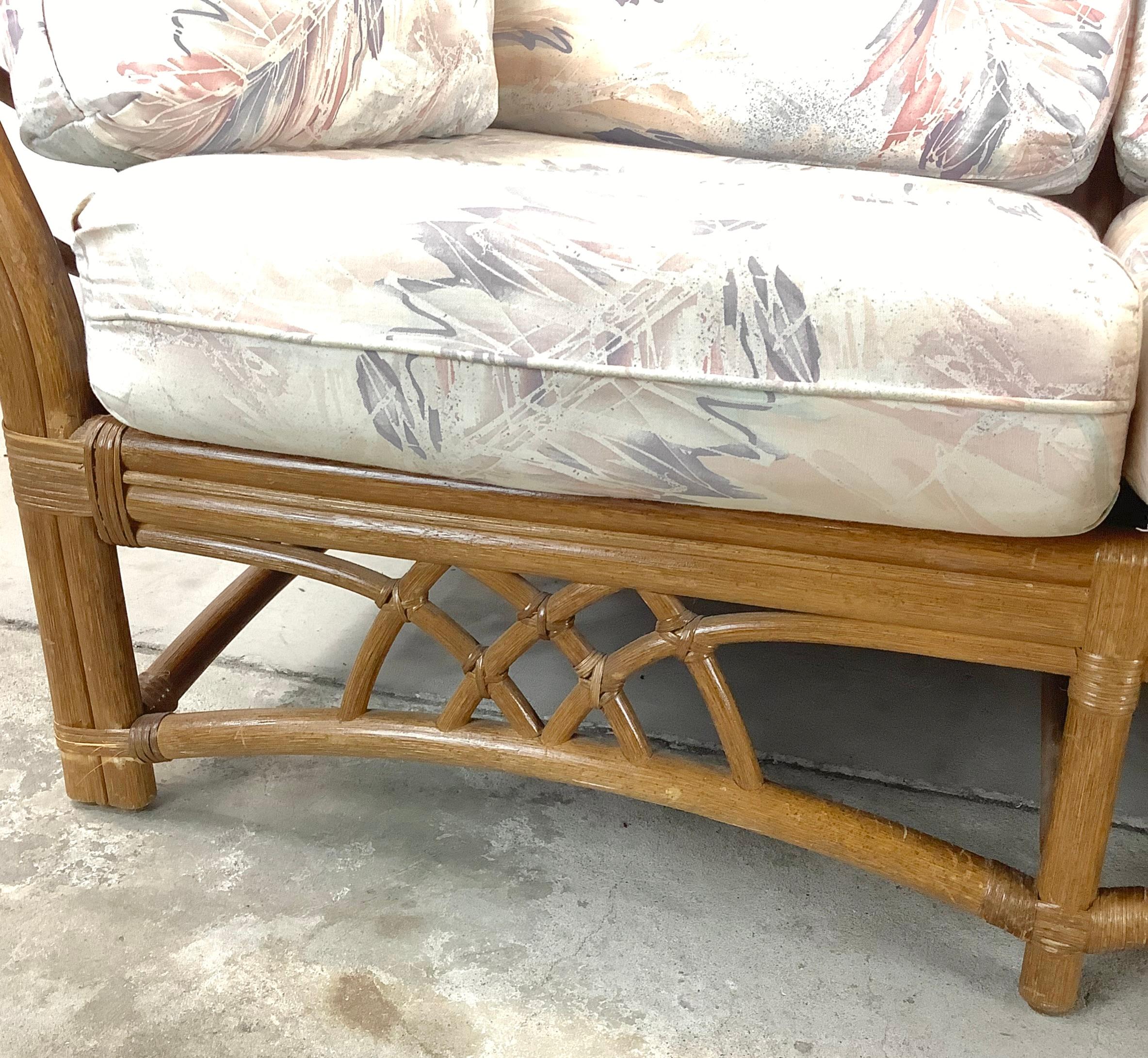 Vintage Coastal Dreisitzer-Rattan-Sofa von Lane Furniture im Angebot 8