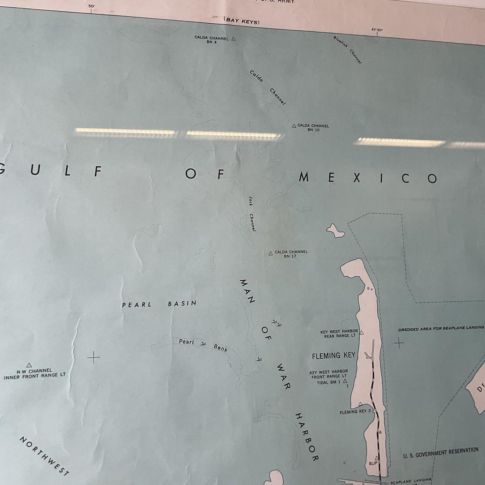 Vintage Coastal Topographical Map of Key West For Sale 4