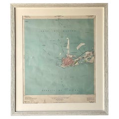 Retro Coastal Topographical Map of Key West