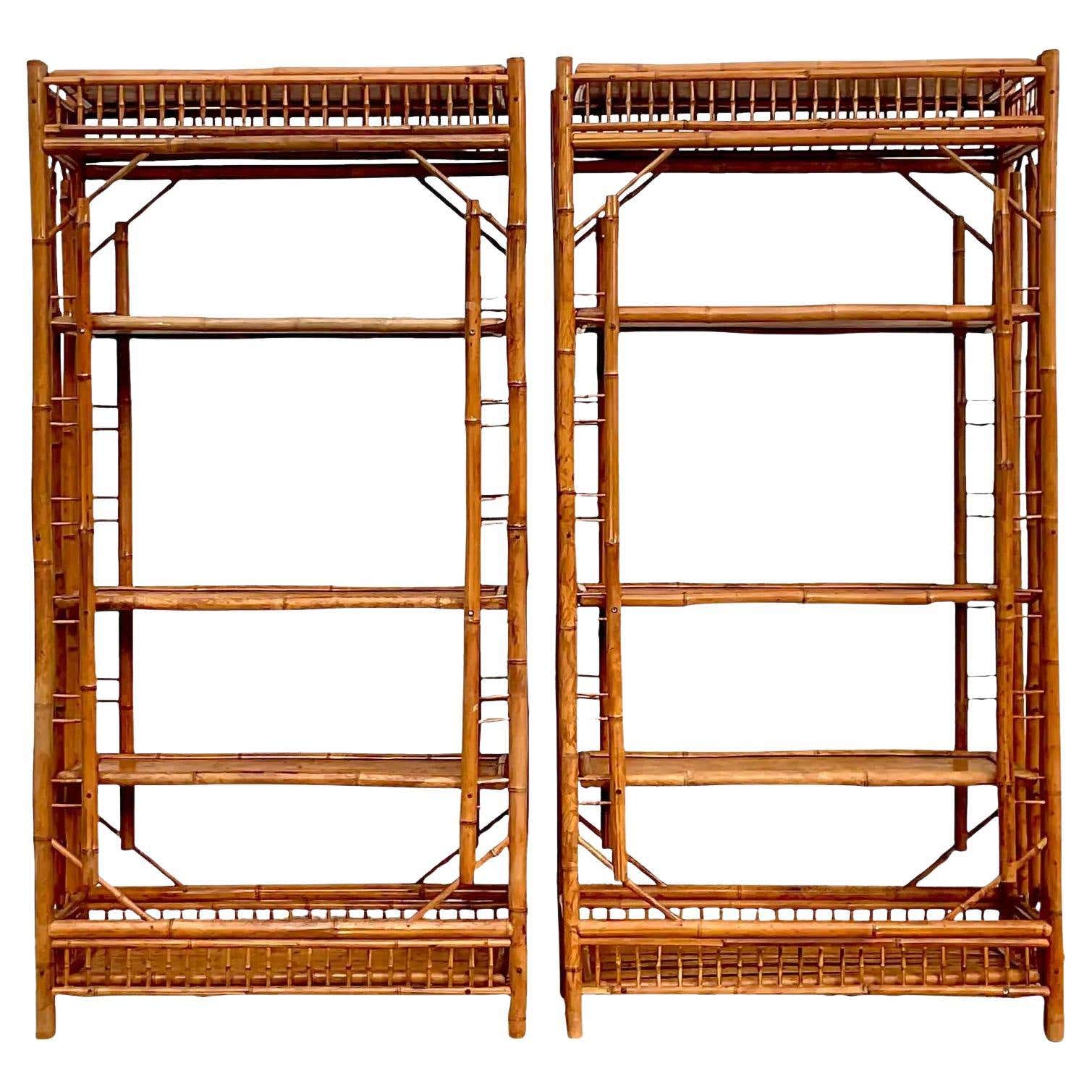 Étagère Murale En Bambou Avec Lanières Simili Cuir Vert Kaki - Style Tendance, à Coller Ou Fixer