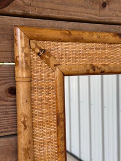 Vintage Coastal Tortoise Bamboo & Woven Rattan Wall Mirror