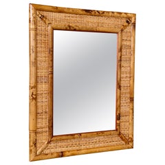 Vintage Coastal Tortoise Bamboo & Woven Rattan Wall Mirror