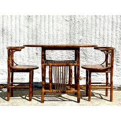 Vintage Coastal Tortoise Shell Rattan Honeymoon Set