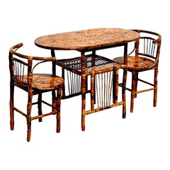 Vintage Coastal Tortoise Shell Rattan Honeymoon Set