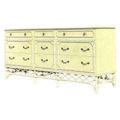 Vintage Coastal Trellis Rattan Dresser After Ficks Reed
