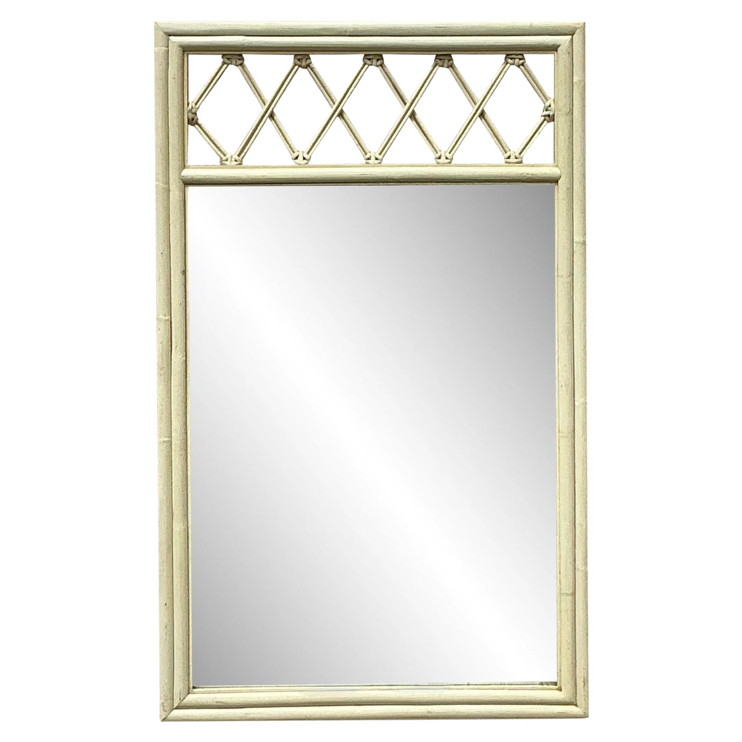 Vintage Coastal Trellis Rattan Mirror
