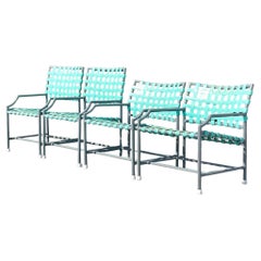 Used Coastal Tropitone Vinyl Strap Outdoor Chairs - Set of Four