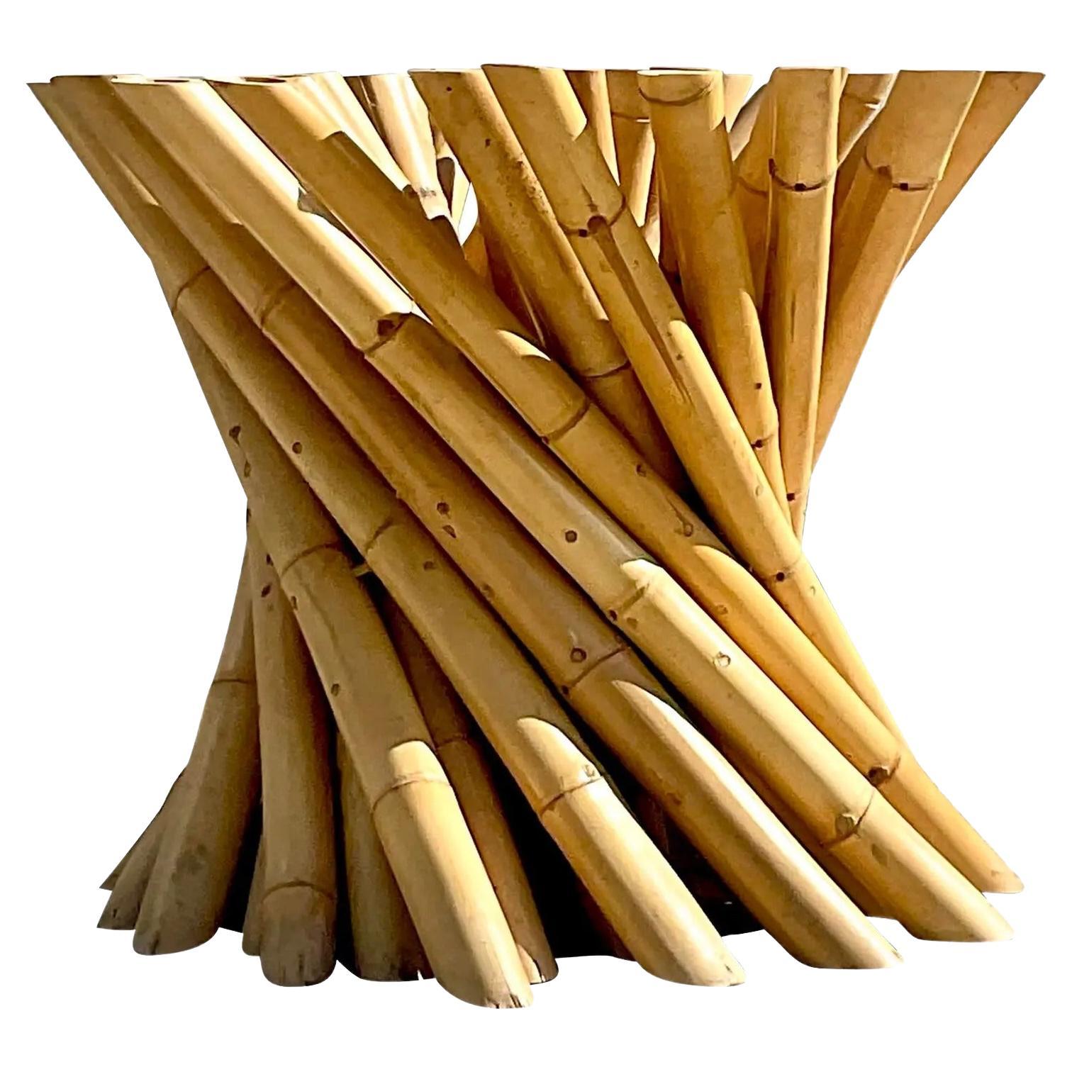Vintage Coastal Twisted Bamboo Dining Table Pedestal After Budji