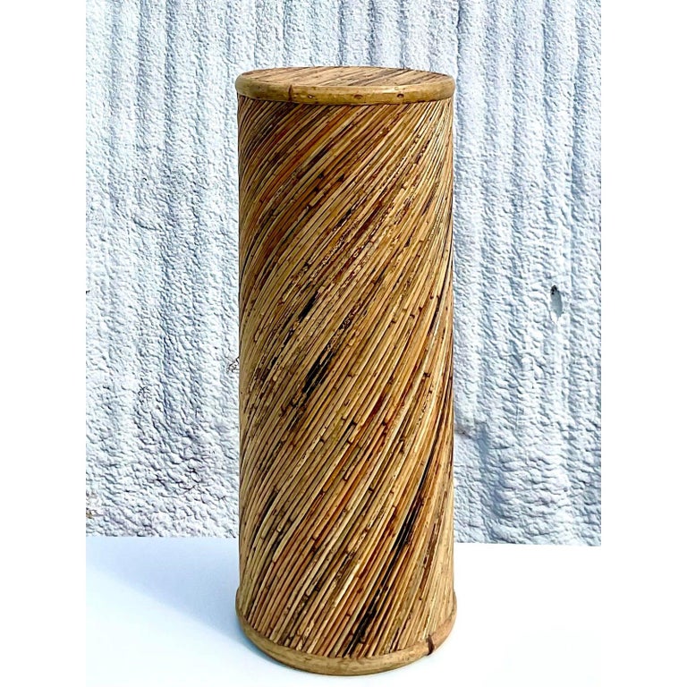 Vintage Coastal Twisted Pencil Reed Pedestal at 1stDibs