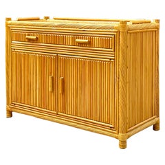 Vintage Coastal Twisted Rattan Credenza