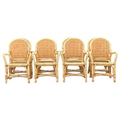Retro Coastal Twisted Rattan Dining Chairs - Set of 8