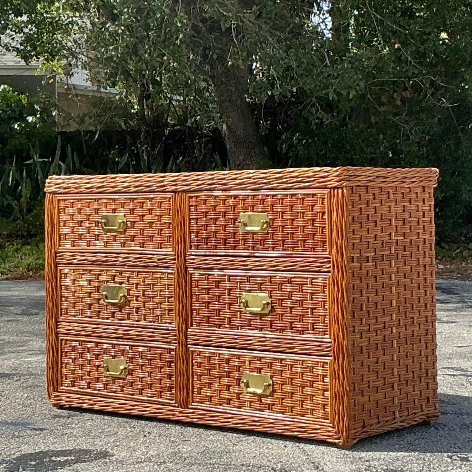 Comò in rattan intrecciato Vintage By In condizioni buone in vendita a west palm beach, FL