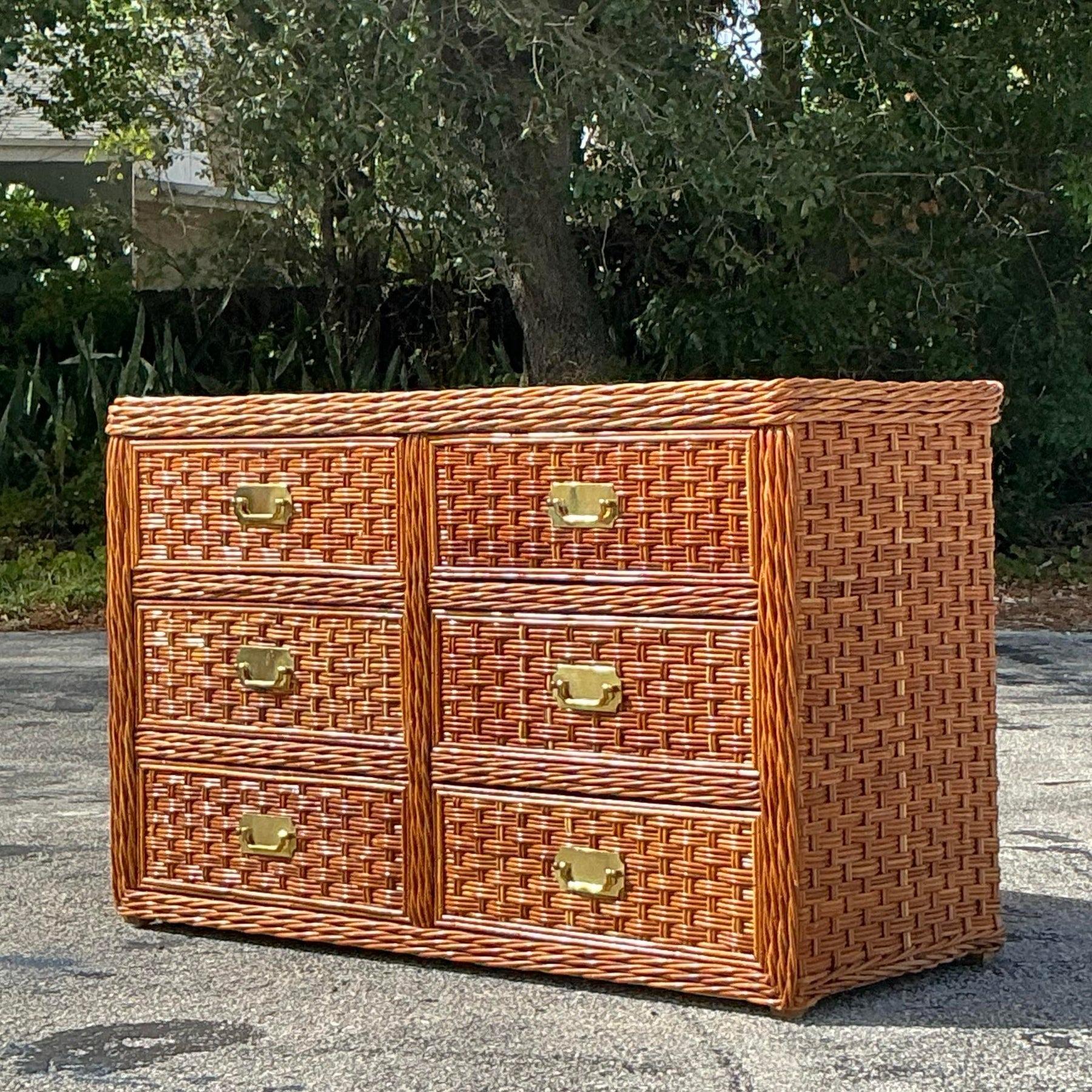 XX secolo Comò in rattan intrecciato Vintage By in vendita
