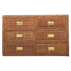 Vintage Coastal Twisted Rattan Dresser
