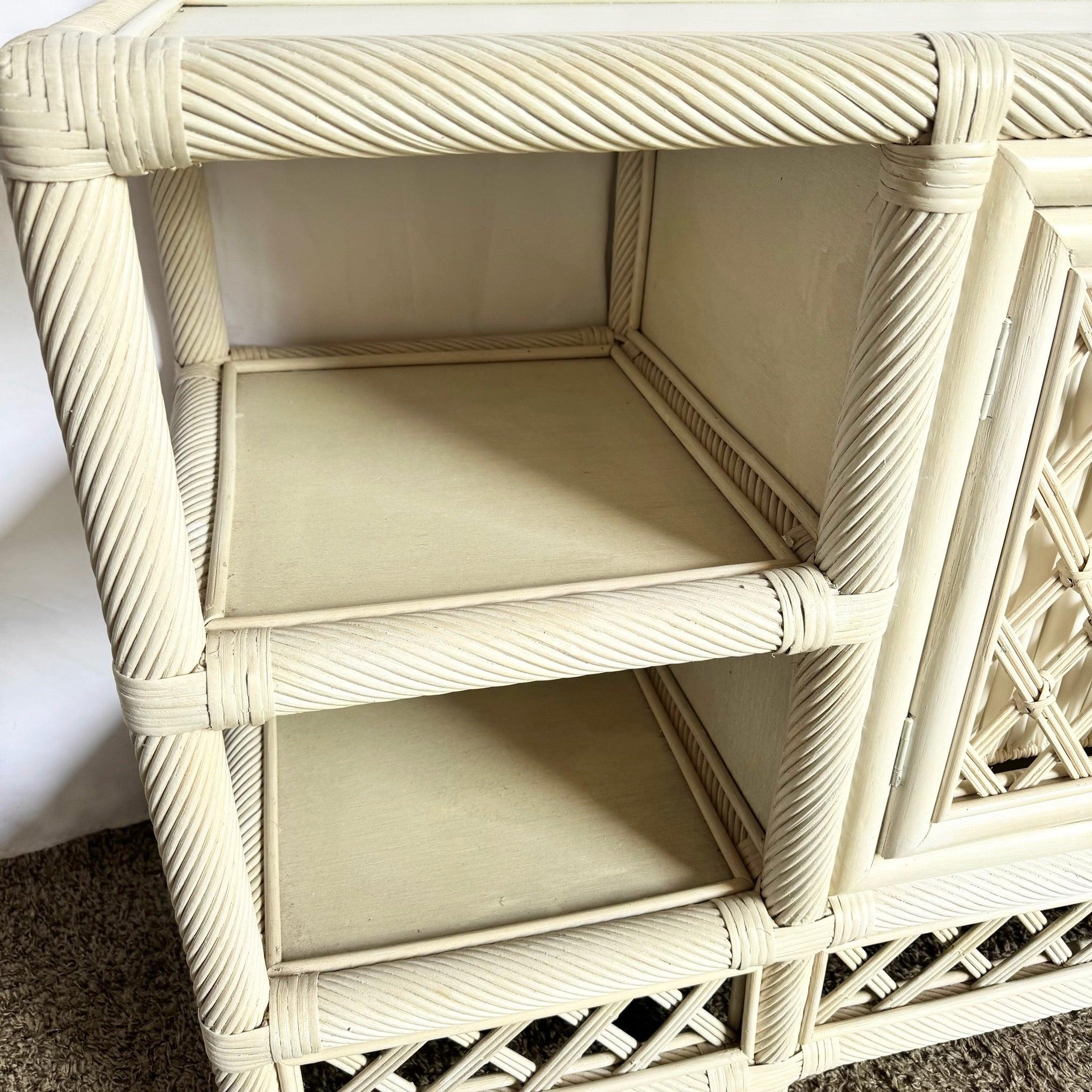 Philippine Vintage Coastal Twisted Reed and Rattan Credenza For Sale