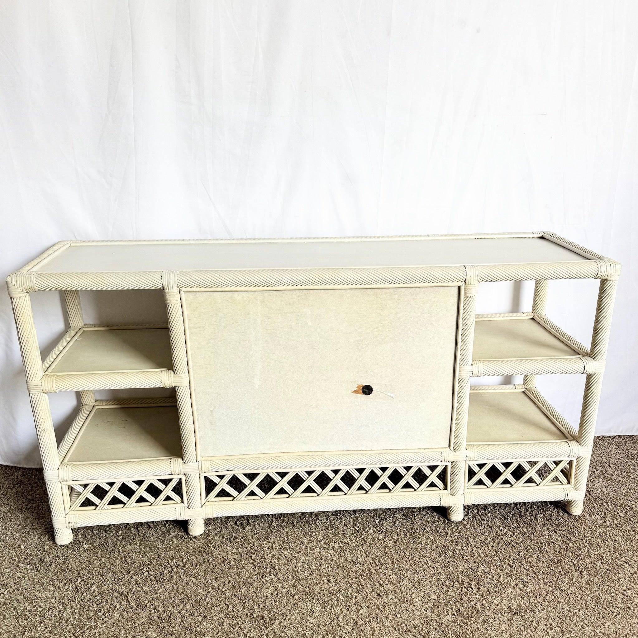 Late 20th Century Vintage Coastal Twisted Reed and Rattan Credenza For Sale