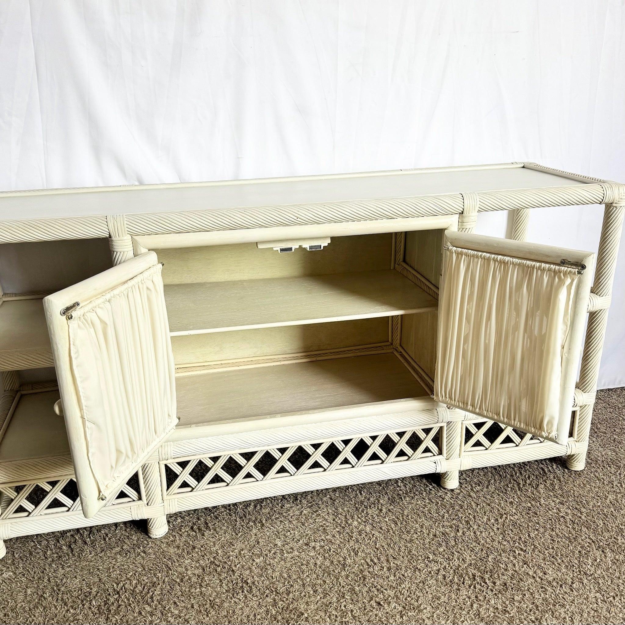 Vintage Coastal Twisted Reed and Rattan Credenza For Sale 2