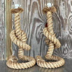 Vintage Coastal Twisted Rope Table Lamps - a Pair