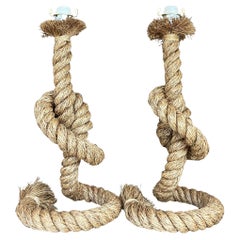 Vintage Coastal Twisted Rope Table Lamps - a Pair