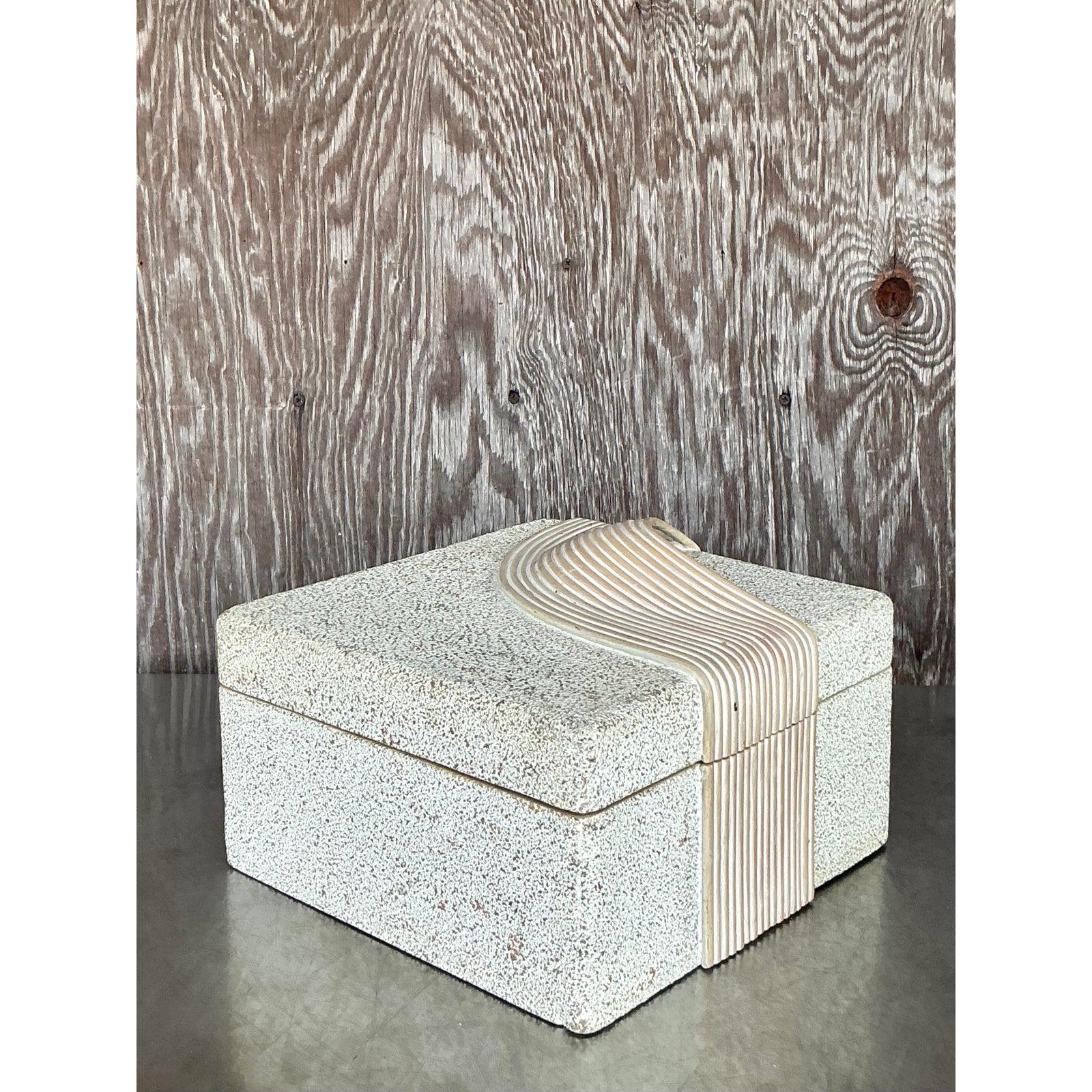 Coastal gewaschener Bleistift Schilfband Box mit Schilfband im Angebot 5