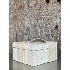 Vintage Coastal Washed Pencil Reed Band Box