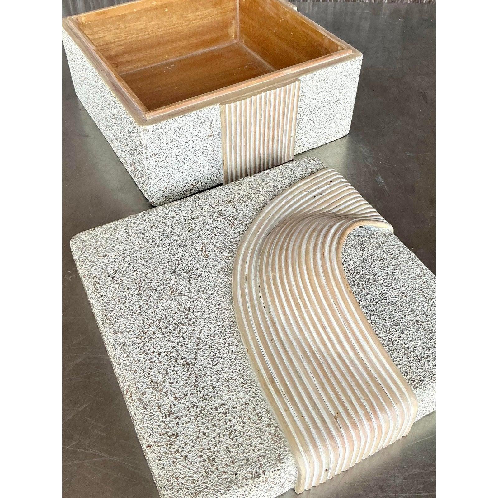 Coastal gewaschener Bleistift Schilfband Box mit Schilfband im Angebot 2