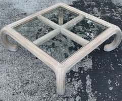 Vintage Coastal Washed Pencil Reed Coffee Table