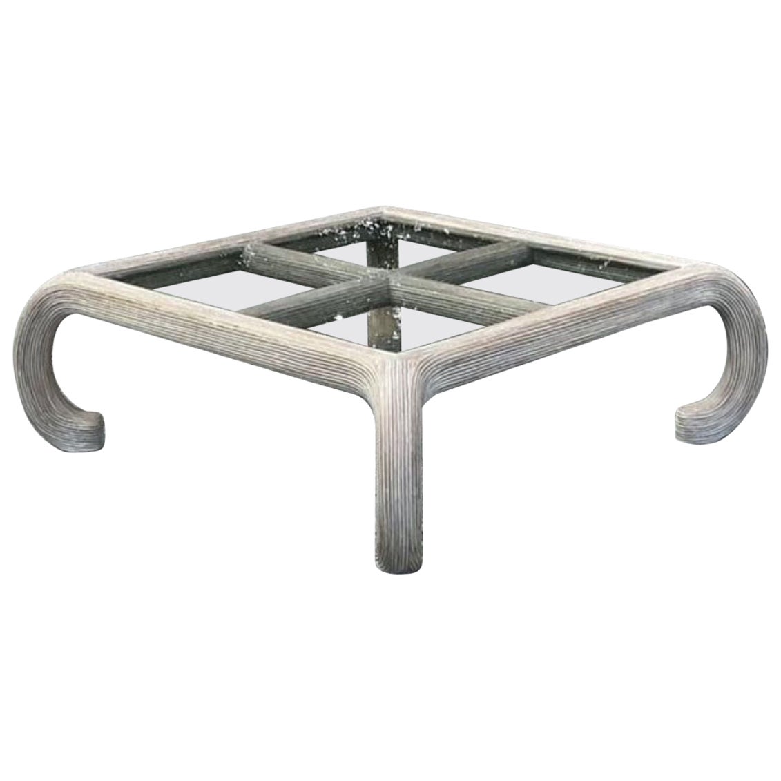 Vintage Coastal Washed Pencil Reed Coffee Table