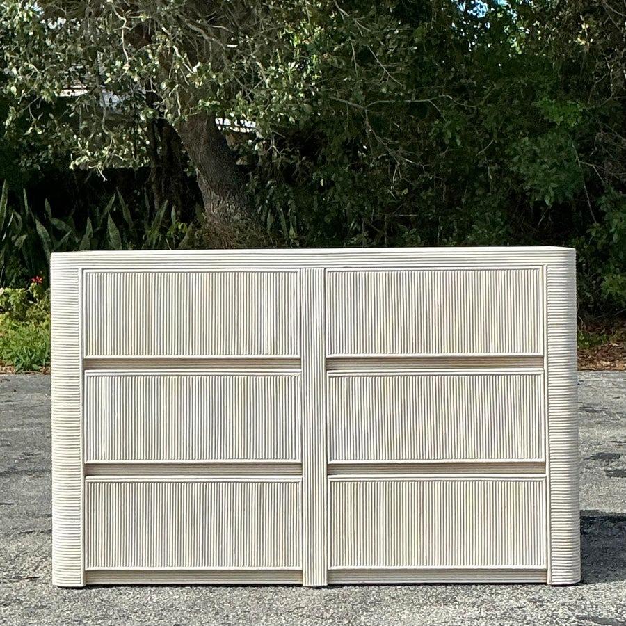 Vintage Coastal Washed Pencil Reed Dresser 1
