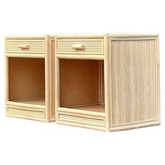 Comodini in rattan lavato costiero vintage - una coppia